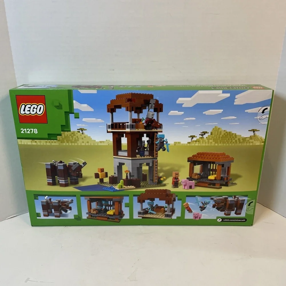 LEGO Building Kit 665pc Green Minecraft The Pillager Outpost 21278